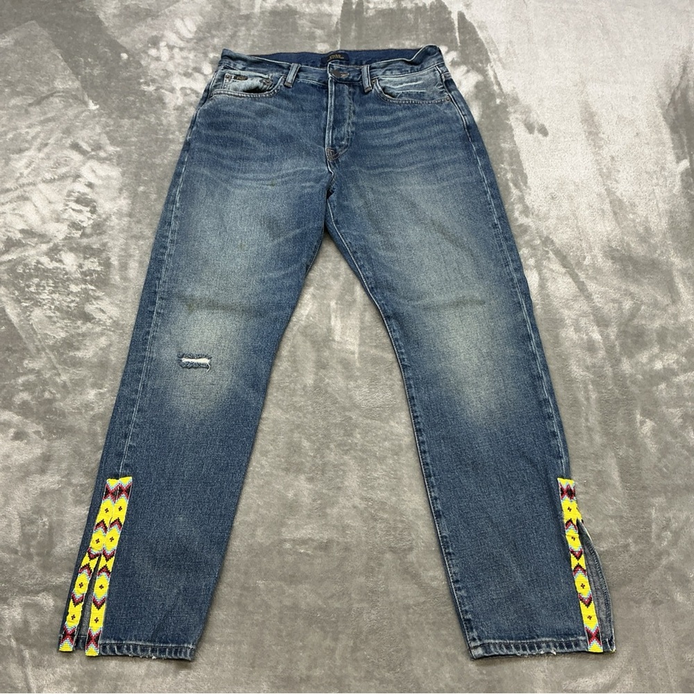 Polo Ralph Lauren The Callen High Rise Slim Jeans Southwestern Beaded womens 29R